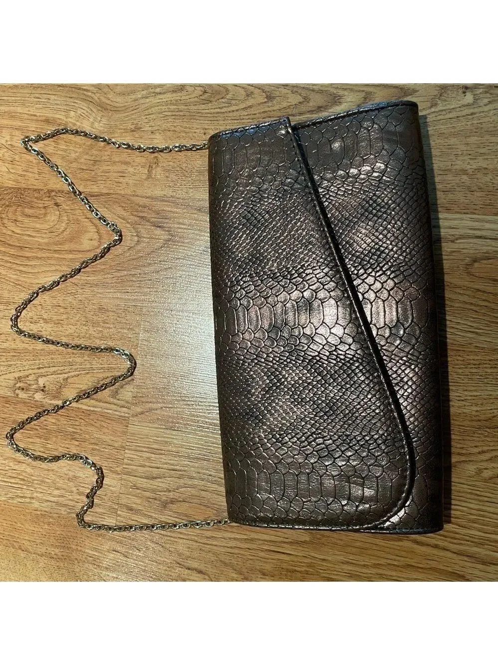 Copper Faux Animal Print Clutch/Shoulder Bag Animal Print